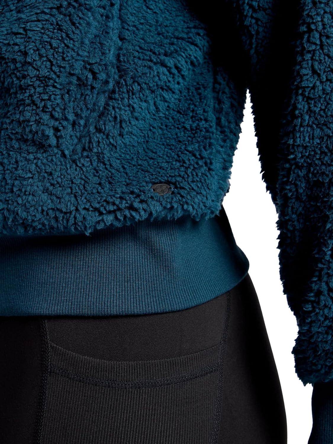 imageGaiam womens Sherpa Jacket Cropped Fit Stretch Heavyweight MaterialReflecting Pond