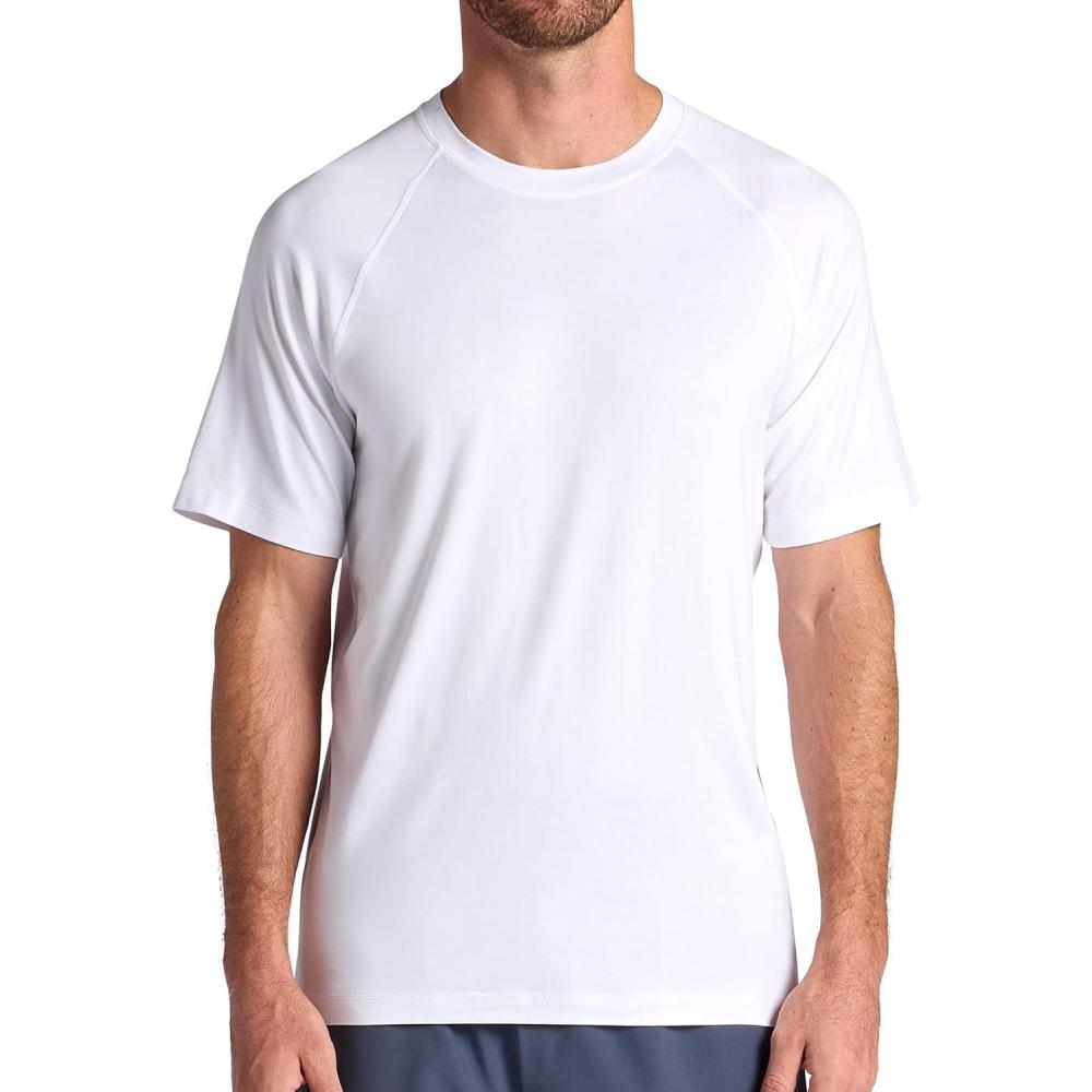 imageGaiam Mens Everyday Basic Raglan Top Standard Fit Stretch Midweight Jersey MaterialStark White