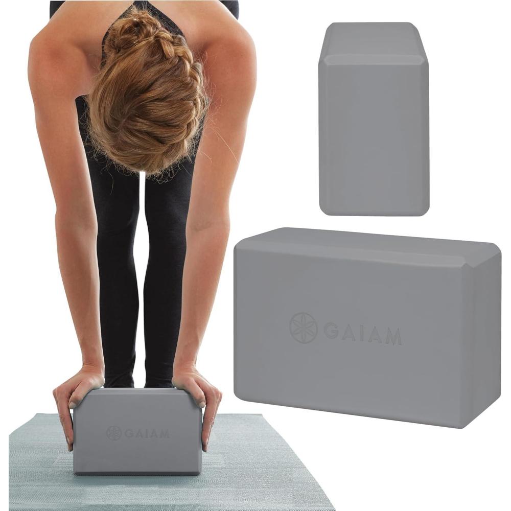 imageGaiam Yoga Block  Supportive LatexFree Eva Foam  Soft NonSlip Surface with Beveled Edges for Yoga Pilates Meditation  Yoga Accessories for Stability Balance Deepen StretchesOne Block  Grey
