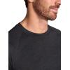 Gaiam Mens Everyday Basic Raglan Top, Standard Fit, Stretch Midweight Jersey Material(Black Heather)