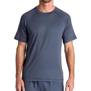 Gaiam Mens Everyday Basic Raglan Top, Standard Fit, Stretch Midweight Jersey Material(Cool Grey)