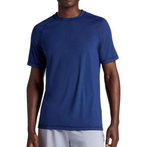 Gaiam Mens Everyday Basic Raglan Top, Standard Fit, Stretch Midweight Jersey Material(Medieval Blue)