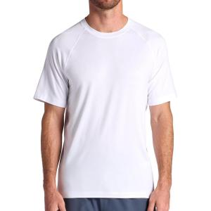 Gaiam Mens Everyday Basic Raglan Top, Standard Fit, Stretch Midweight Jersey Material(Stark White)