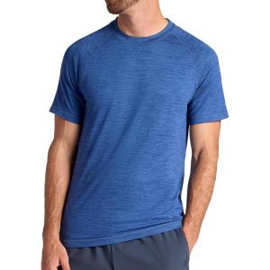 Gaiam Mens Everyday Basic Raglan Top, Standard Fit, Stretch Midweight Jersey Material(True Navy Heather)