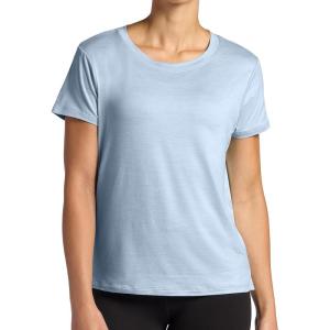 Gaiam Womens Align Marled T-Shirt, Relaxed Fit, Stretch Midweight Heathered Material, High-Low Hem(Blue Fog Heather)