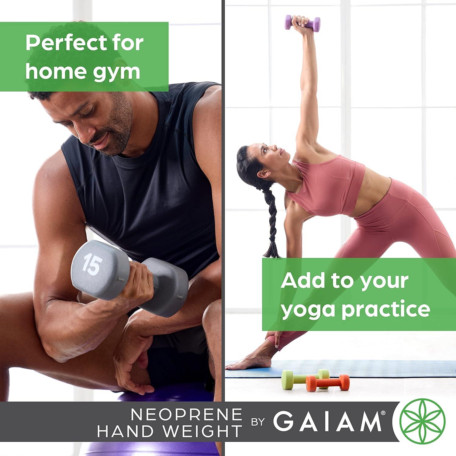 imageGaiam Dumbbell Hand Weight Sold in Singles Neoprene Coated Exercise amp Fitness Dumbbell for Home Gym Workouts and Strength Training Free Weights for Women and Men 8lb Green