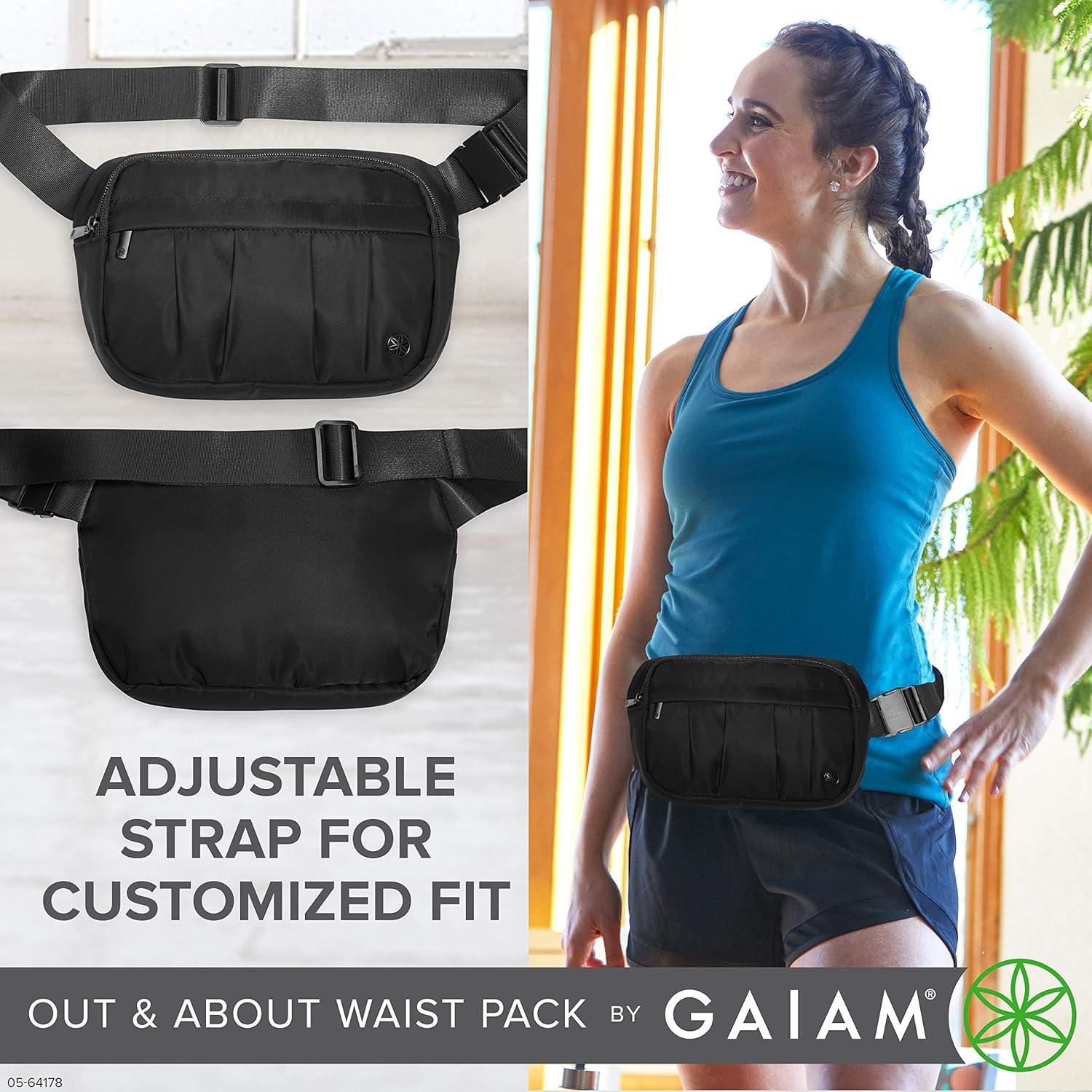 imageGaiam Fanny Pack Running Belt Bag Out amp About Waist Pack Cell Phone Holder Exercise Gym Slim Zipper Workout Pouch Jogging Bag Multi Pocket Adjustable Walking Runner Accessories WomenRose