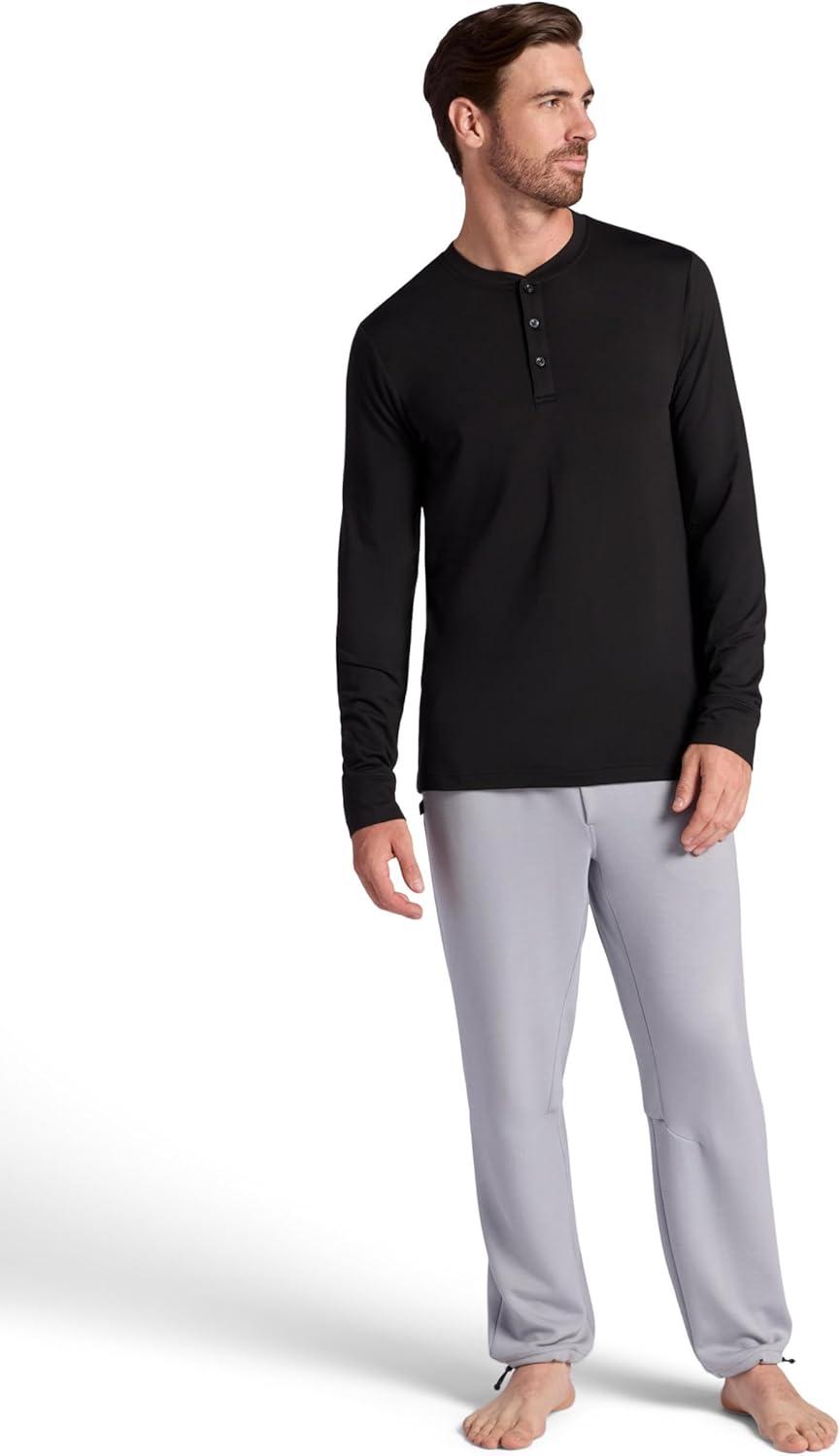 imageGaiam Mens Bliss Balance Long Sleeve Henley Standard Fit Stretch Midweight MaterialBlack