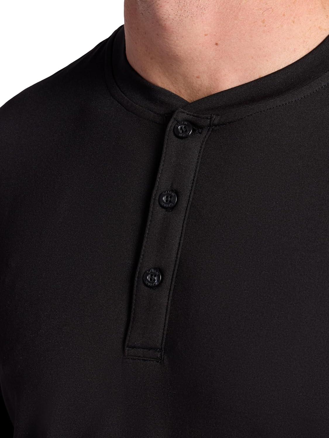 imageGaiam Mens Bliss Balance Long Sleeve Henley Standard Fit Stretch Midweight MaterialBlack