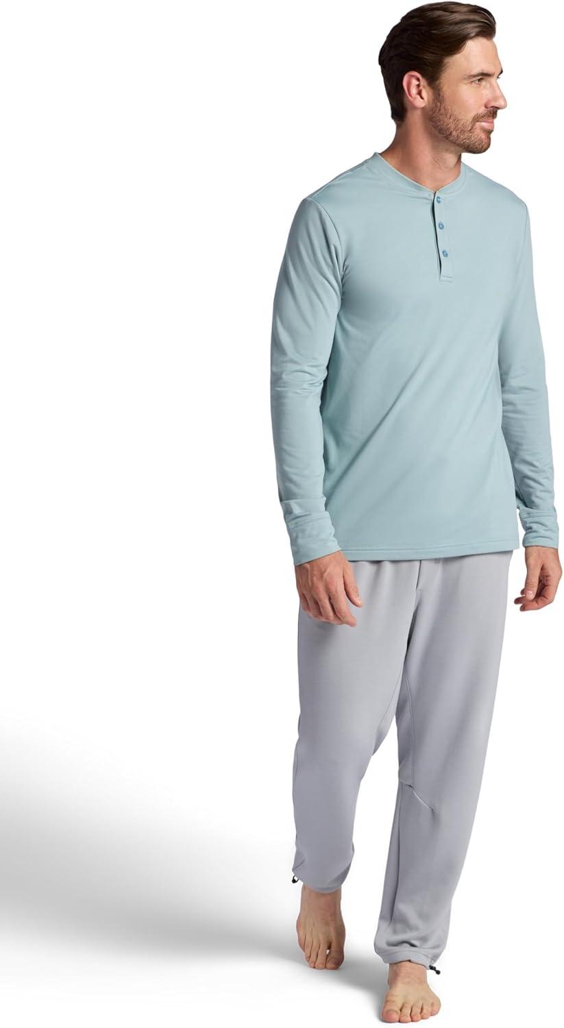 imageGaiam Mens Bliss Balance Long Sleeve Henley Standard Fit Stretch Midweight MaterialSlate