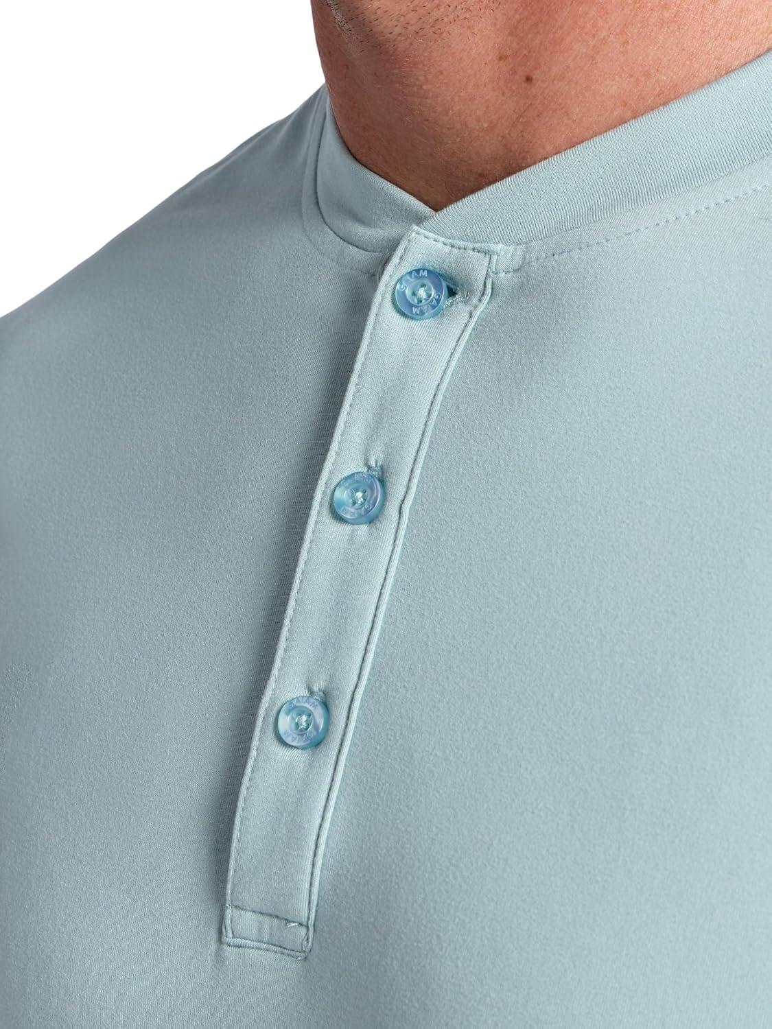 imageGaiam Mens Bliss Balance Long Sleeve Henley Standard Fit Stretch Midweight MaterialSlate