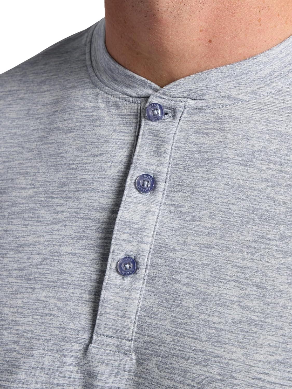 imageGaiam Mens Bliss Balance Long Sleeve Henley Standard Fit Stretch Midweight MaterialSleet Heather