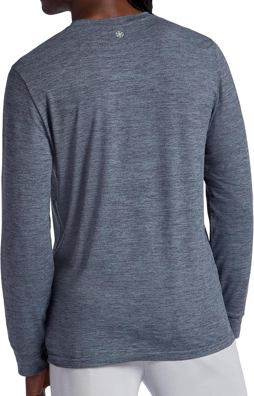 imageGaiam Mens Commuter Long Sleeve Henley Shirt Standard Fit Stretch Midweight MaterialEbony Heather