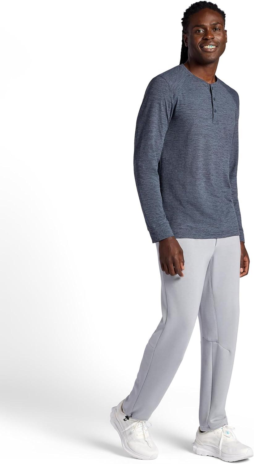 imageGaiam Mens Commuter Long Sleeve Henley Shirt Standard Fit Stretch Midweight MaterialEbony Heather