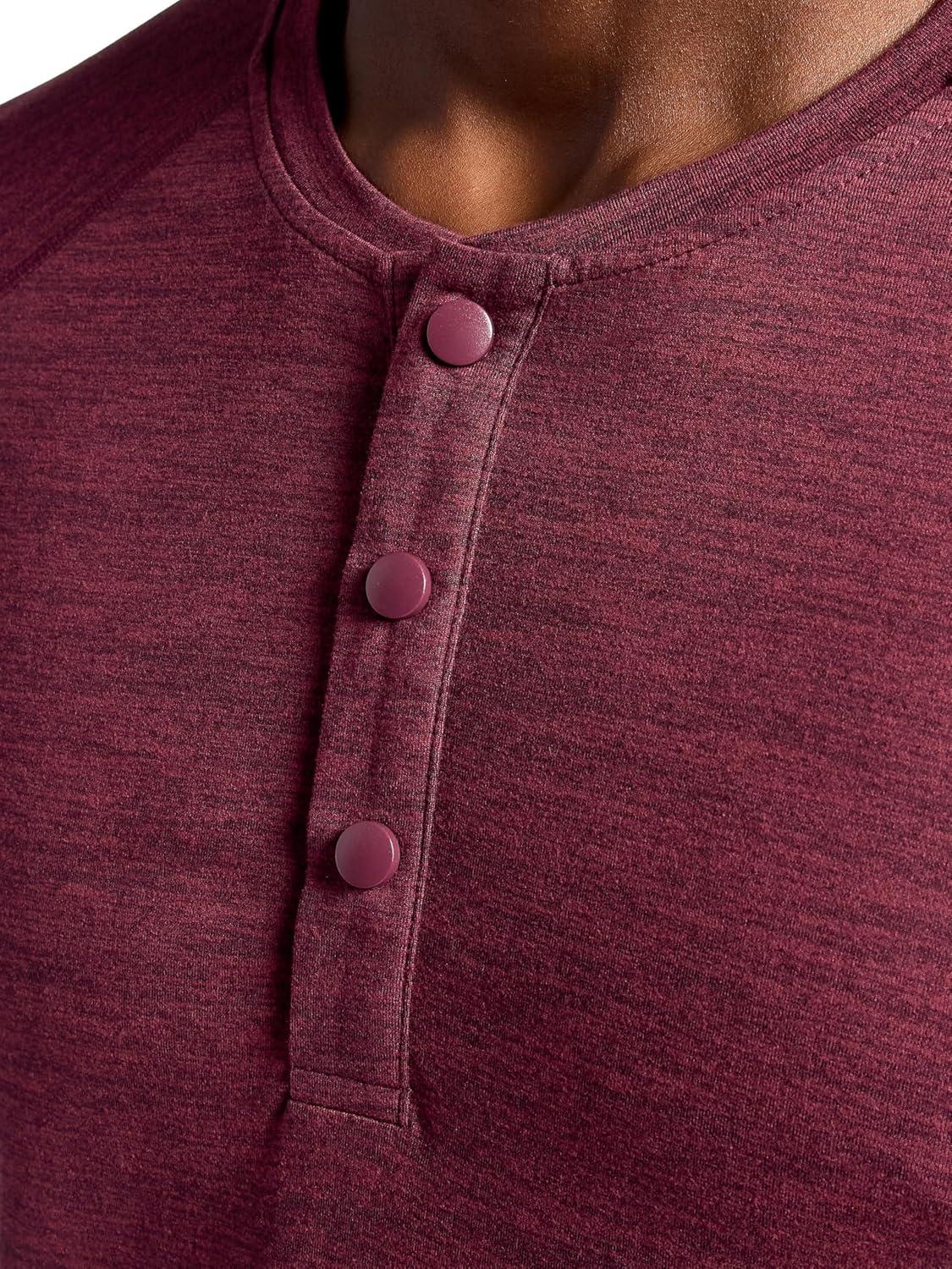 imageGaiam Mens Commuter Long Sleeve Henley Shirt Standard Fit Stretch Midweight MaterialPort Royale Heather