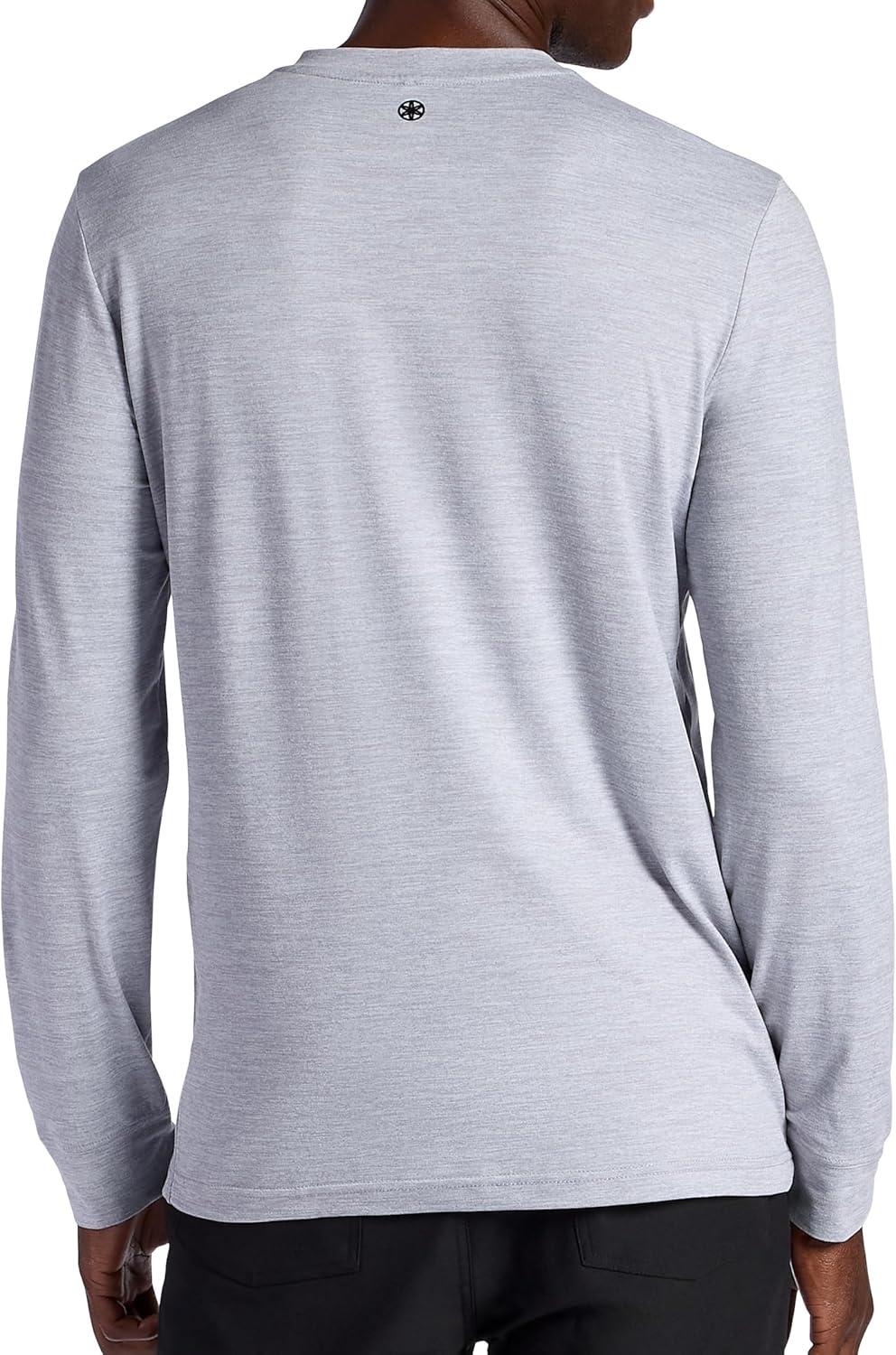 imageGaiam Mens Commuter Long Sleeve Henley Shirt Standard Fit Stretch Midweight MaterialSleet Heather