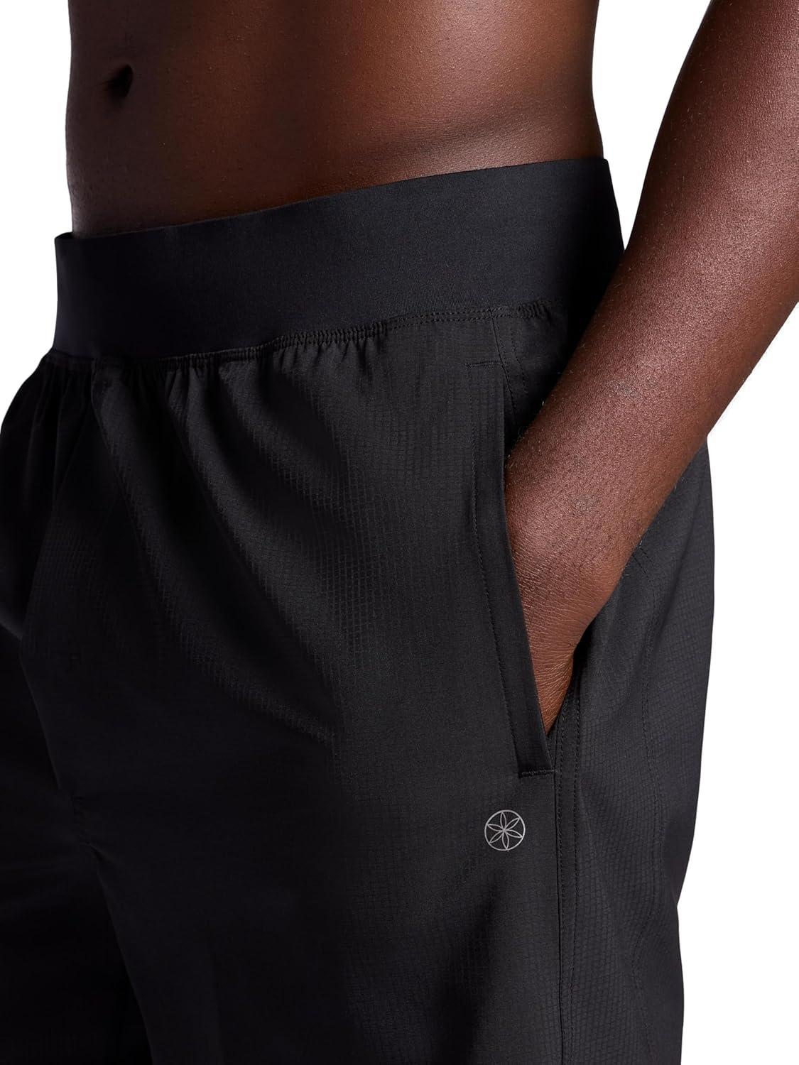 imageGaiam Mens Hatha 20 7 Short Standard Fit Stretch Lightweight Material MoistureWickingBlack