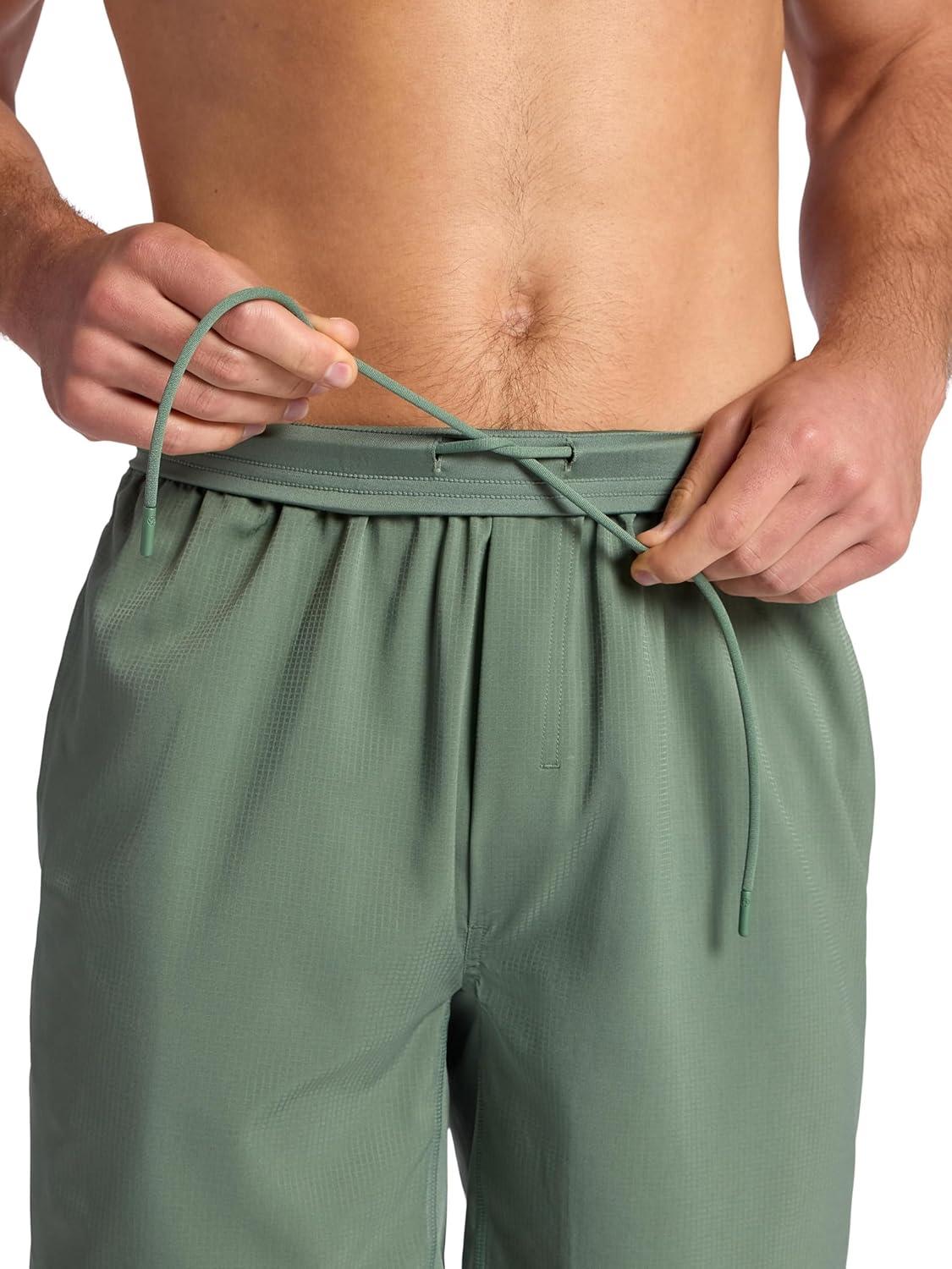 imageGaiam Mens Hatha 20 7 Short Standard Fit Stretch Lightweight Material MoistureWickingDuck Green