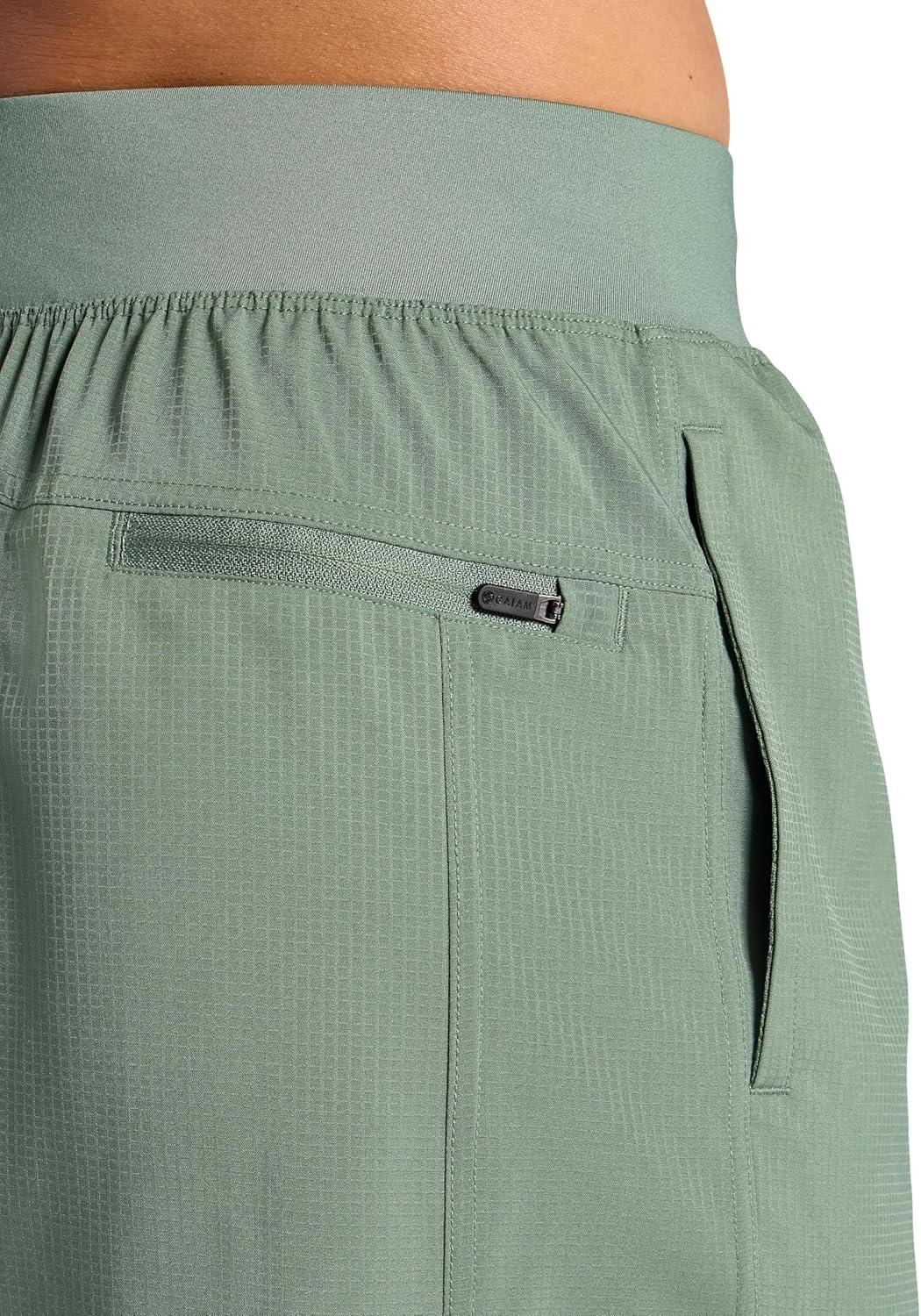 imageGaiam Mens Hatha 20 7 Short Standard Fit Stretch Lightweight Material MoistureWickingDuck Green