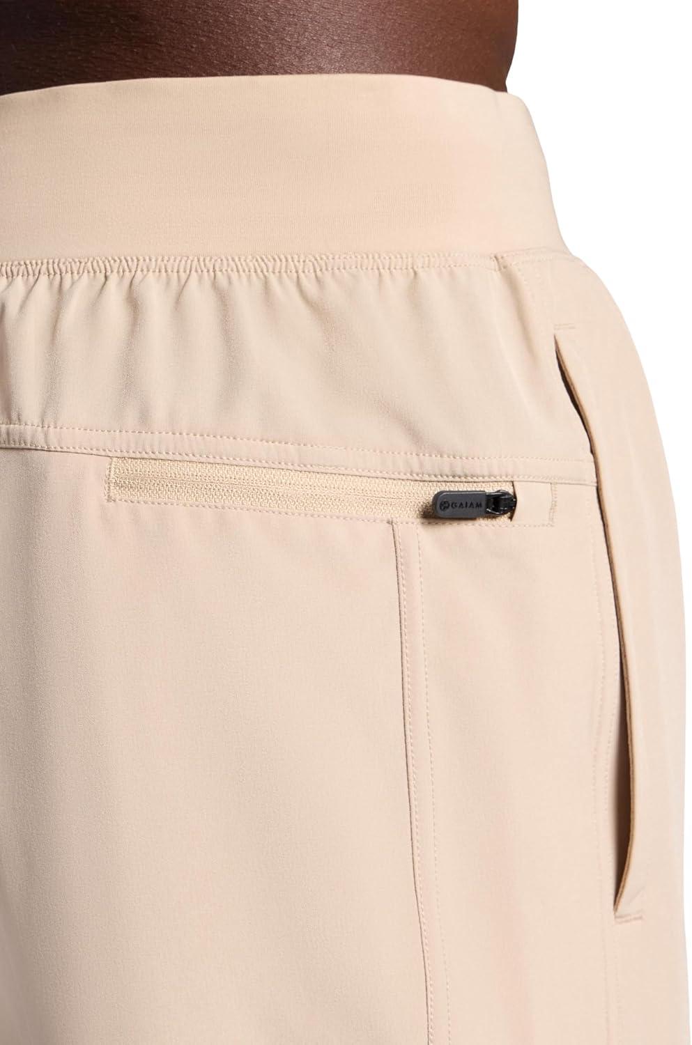 imageGaiam Mens Hatha 7 Short Standard Fit Stretch Lightweight Material MoistureWickingWhite Pepper