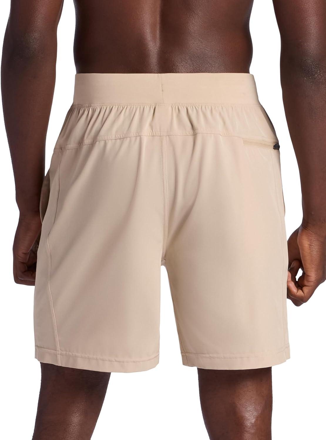 imageGaiam Mens Hatha 7 Short Standard Fit Stretch Lightweight Material MoistureWickingWhite Pepper