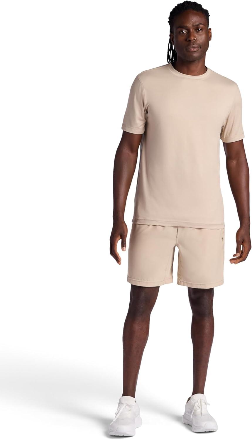 imageGaiam Mens Hatha 7 Short Standard Fit Stretch Lightweight Material MoistureWickingWhite Pepper