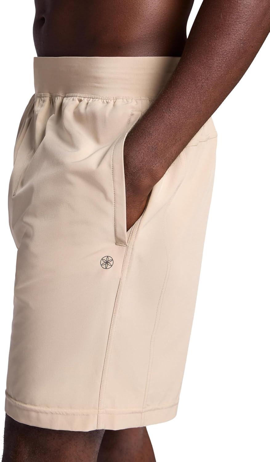 imageGaiam Mens Hatha 7 Short Standard Fit Stretch Lightweight Material MoistureWickingWhite Pepper