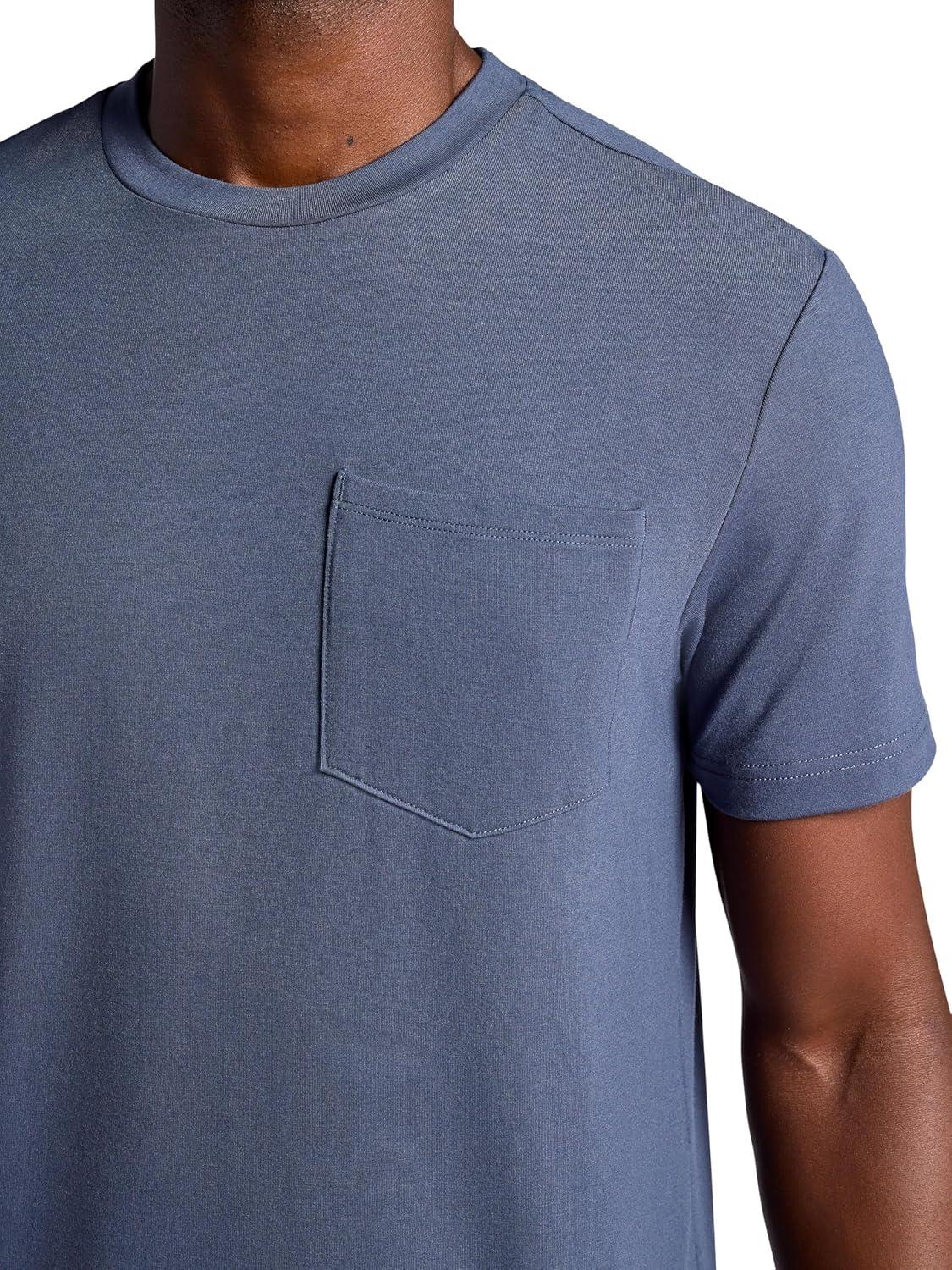imageGaiam Mens Stretch Tech TShirt with Pocket Standard Fit Stretch Midweight MaterialCool Grey