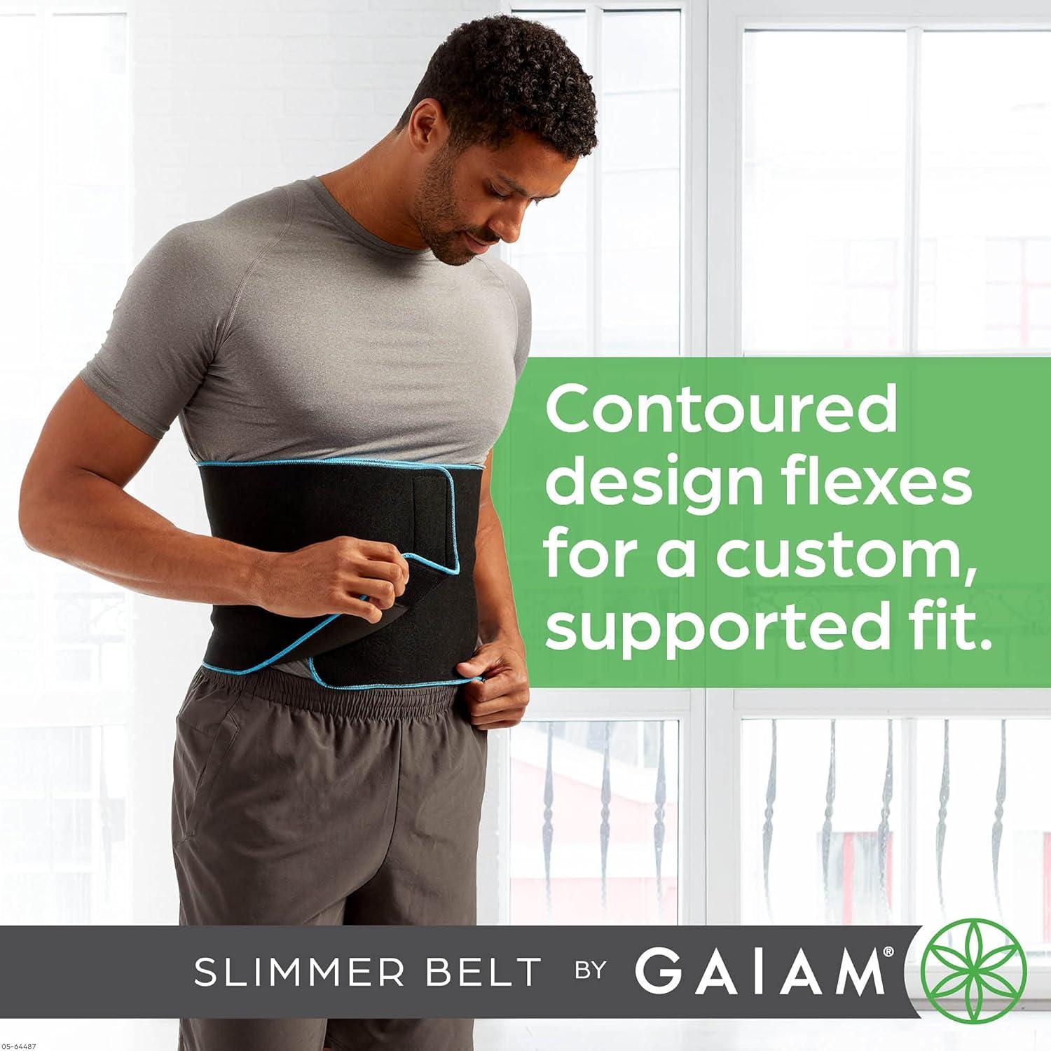 imageGaiam Waist Trainer for Women and Men Adjustable Slimmer Belt and Sweat Band for LowerBack Support and Activated Core10inch Blue