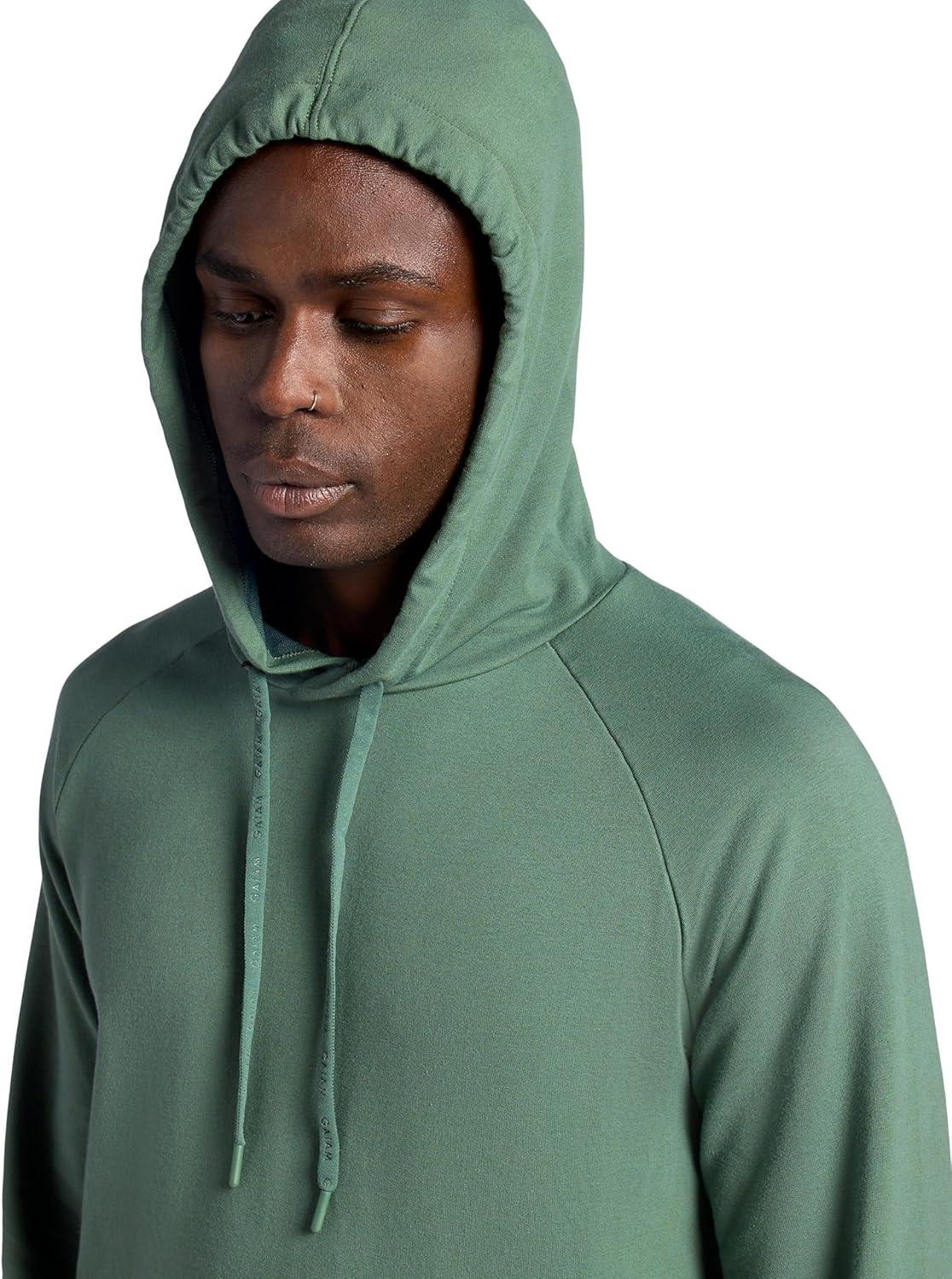 imageGaiam mens Lotus Oblong Hoodie Relaxed Fit Stretch Heavyweight Terry MaterialDuck Green