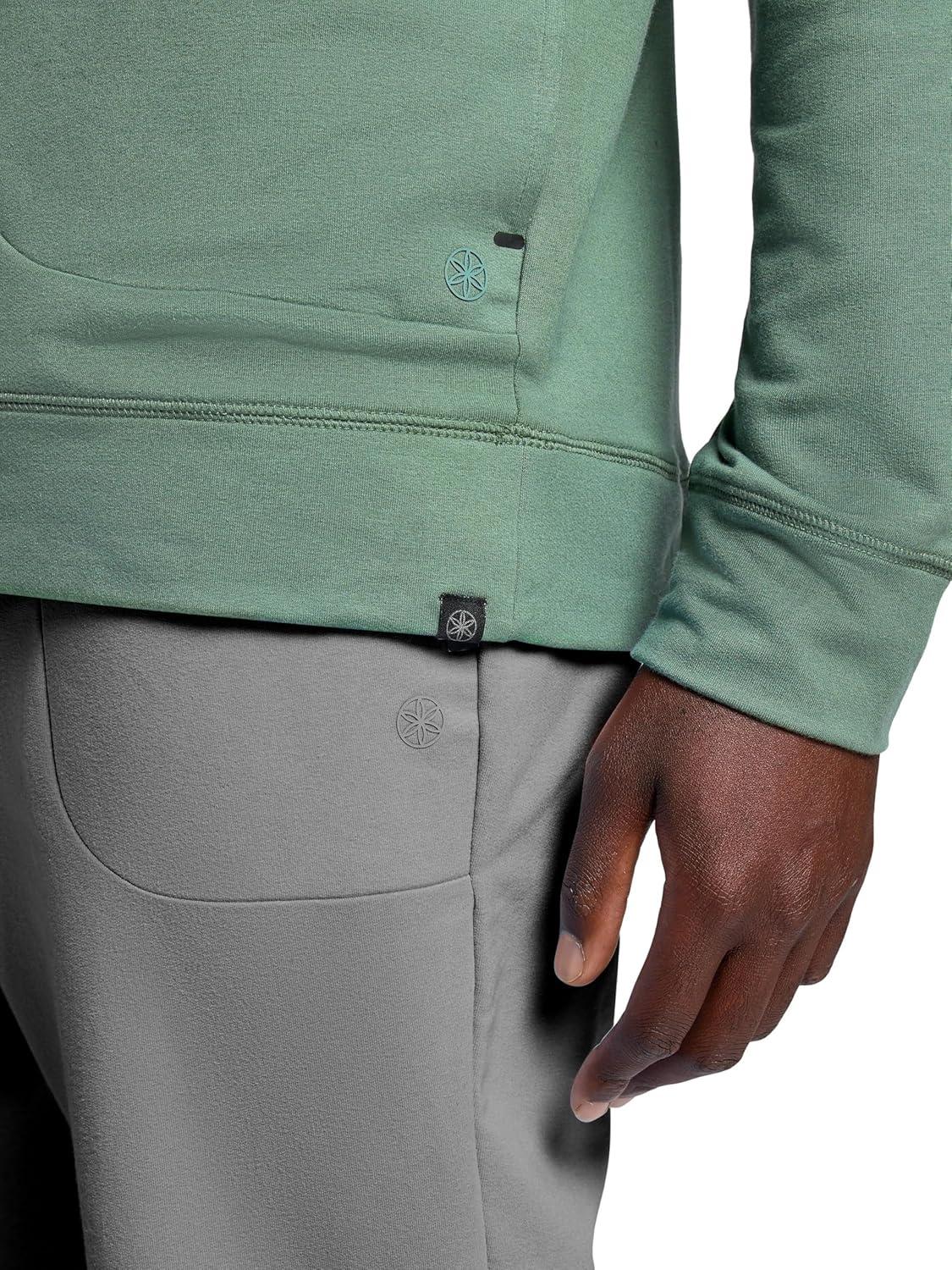 imageGaiam mens Lotus Oblong Hoodie Relaxed Fit Stretch Heavyweight Terry MaterialDuck Green