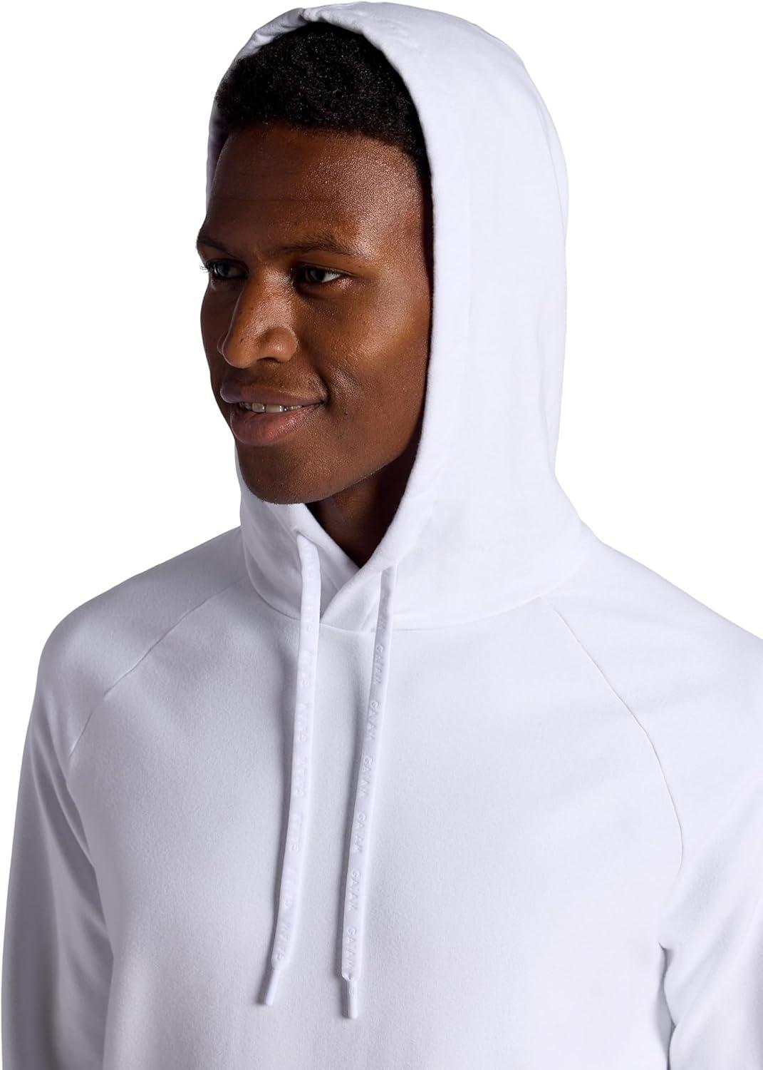 imageGaiam mens Lotus Oblong Hoodie Relaxed Fit Stretch Heavyweight Terry MaterialStark White