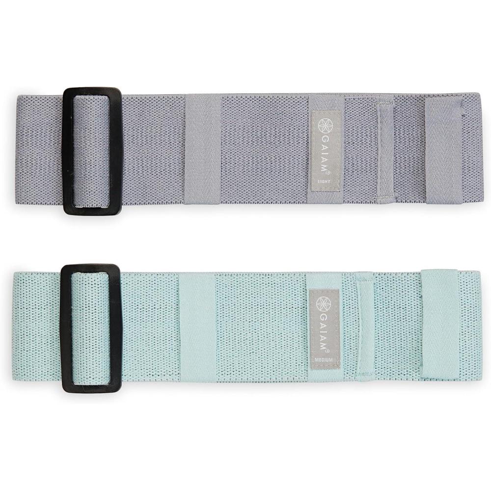 imageGaiam Adjustable Hip Bands 2Pack Resistance Bands for Working Out Buckle Adjustable Workout Bands with 4 Light and Medium Resistance Levels Target Tone and Strengthen Lower Body 2 Pack