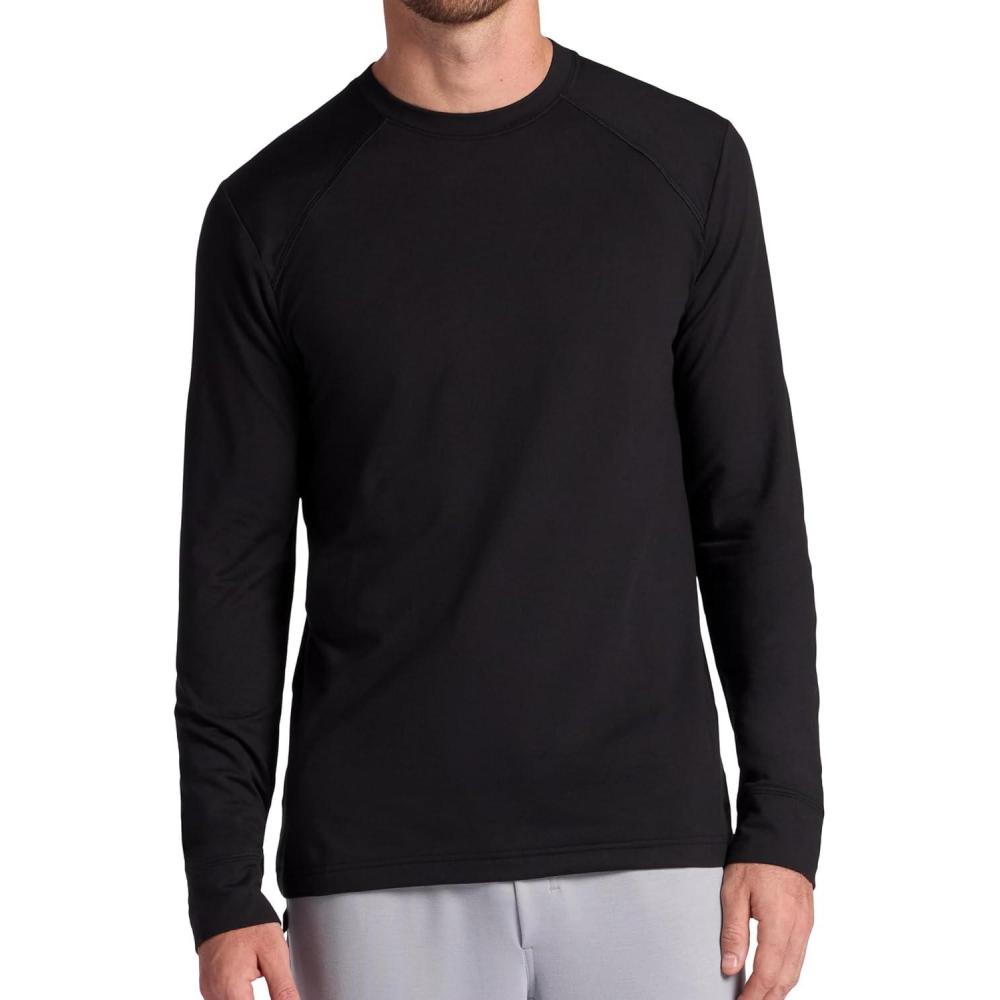 imageGaiam Mens Bliss Balance Long Sleeve Crewneck Top Standard Fit Stretch Midweight MaterialBlack