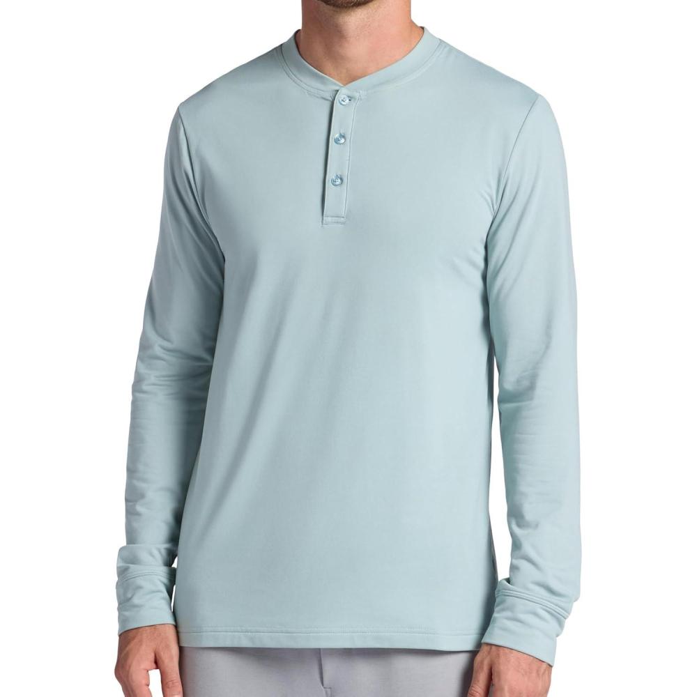 imageGaiam Mens Bliss Balance Long Sleeve Henley Standard Fit Stretch Midweight MaterialSlate