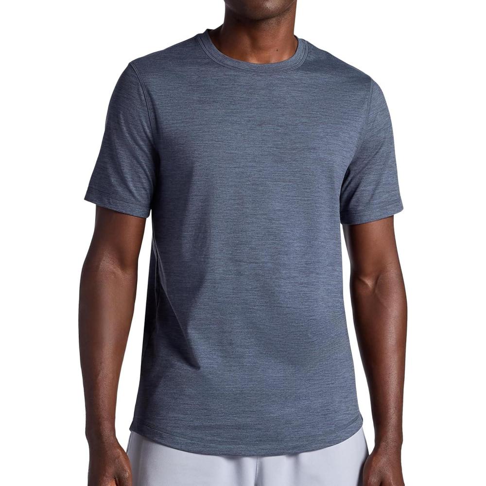 imageGaiam Mens Breathe Ease Short Sleeve Crewneck Top Standard Fit Stretch Heavyweight Performance MaterialCool Grey Heather