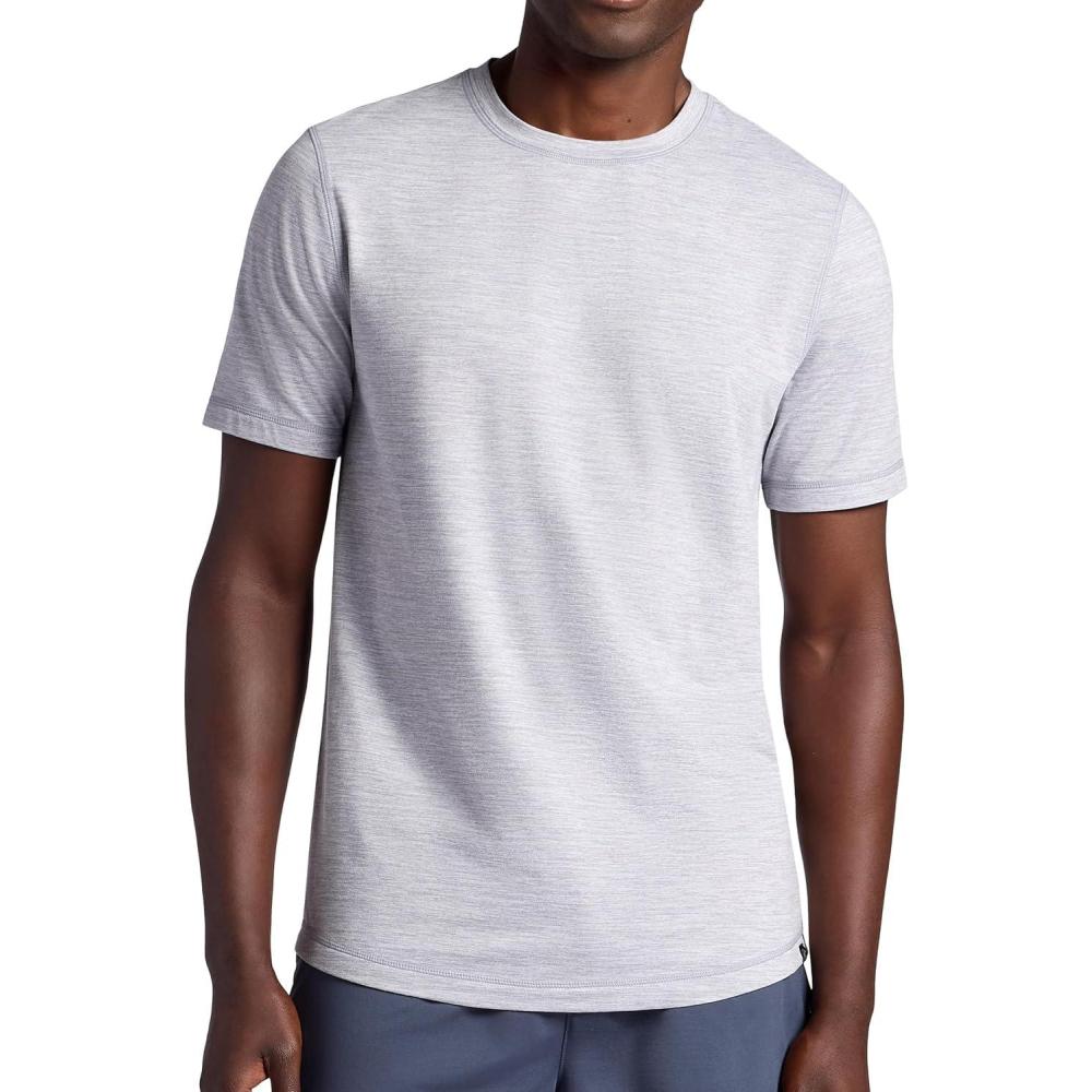 imageGaiam Mens Breathe Ease Short Sleeve Crewneck Top Standard Fit Stretch Heavyweight Performance MaterialSleet Heather