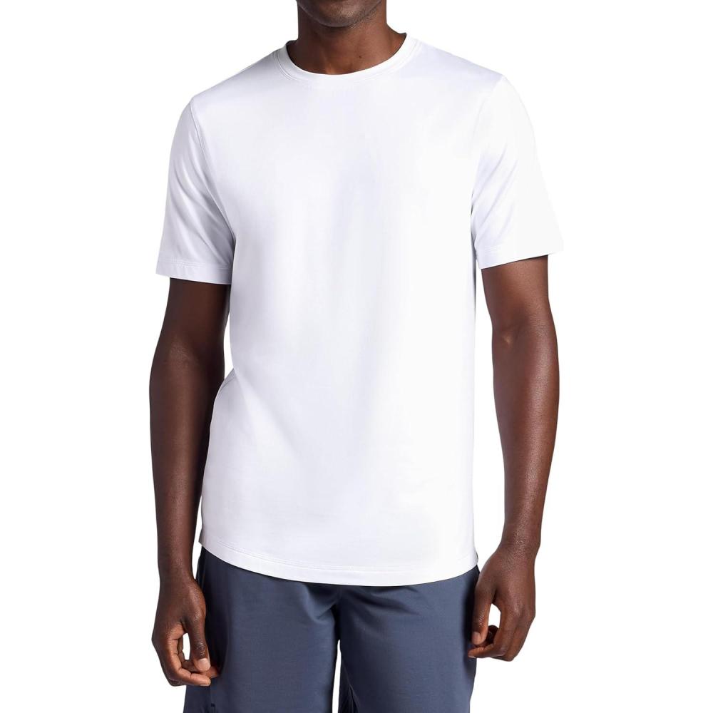 imageGaiam Mens Breathe Ease Short Sleeve Crewneck Top Standard Fit Stretch Heavyweight Performance MaterialStark White