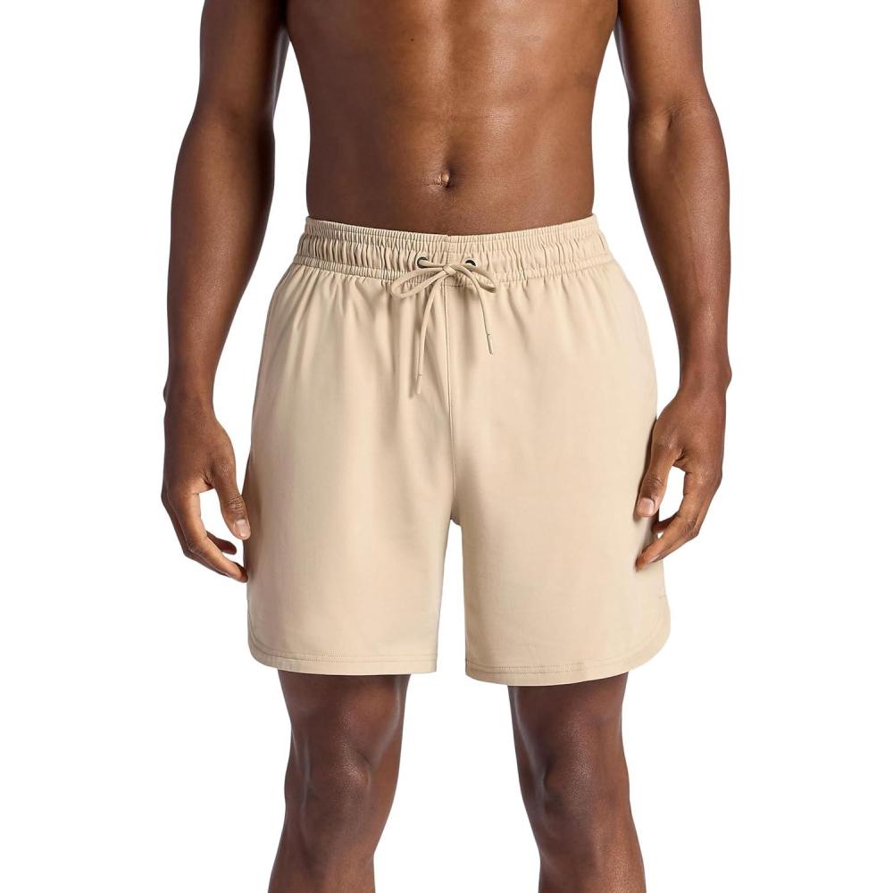 imageGaiam Mens Everyday Basic 7 Short 20 Relaxed Fit Stretch Midweight MaterialWhite Pepper