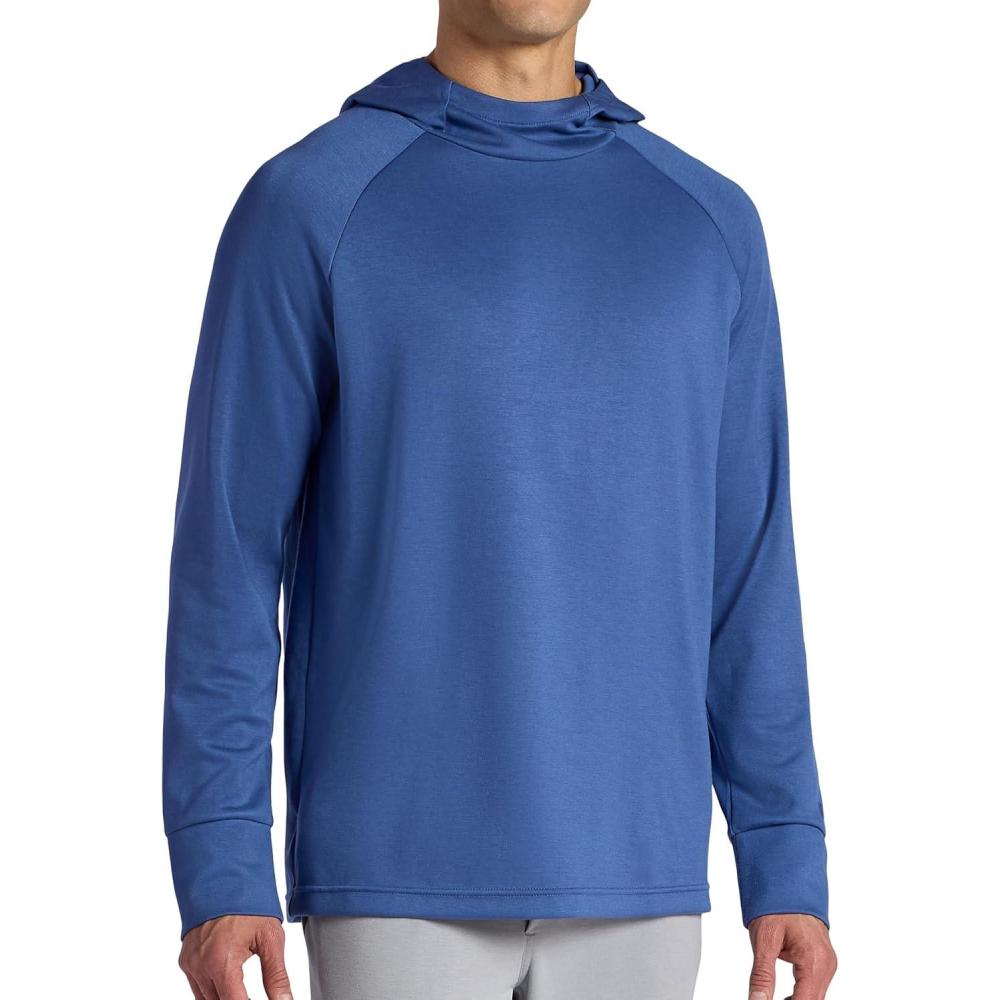 imageGaiam Mens Flow State Long Sleeve Cowl Neck Hoodie Standard Fit Stretch Midweight MaterialTrue Navy