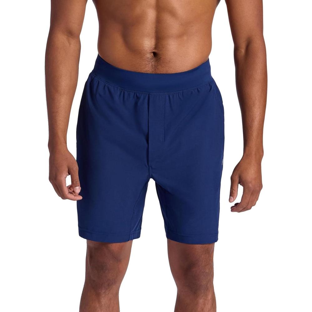 imageGaiam Mens Hatha 7 Short Standard Fit Stretch Lightweight Material MoistureWickingMedieval Blue