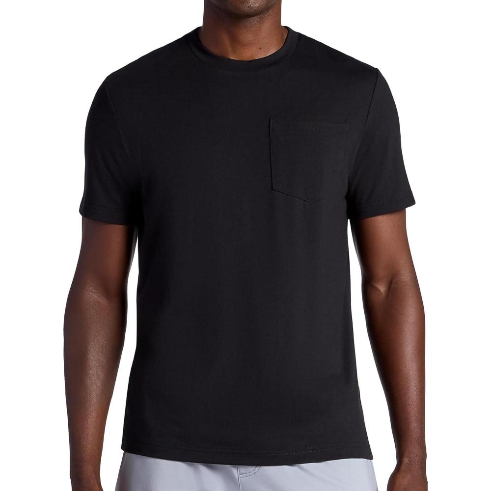 imageGaiam Mens Stretch Tech TShirt with Pocket Standard Fit Stretch Midweight MaterialBlack