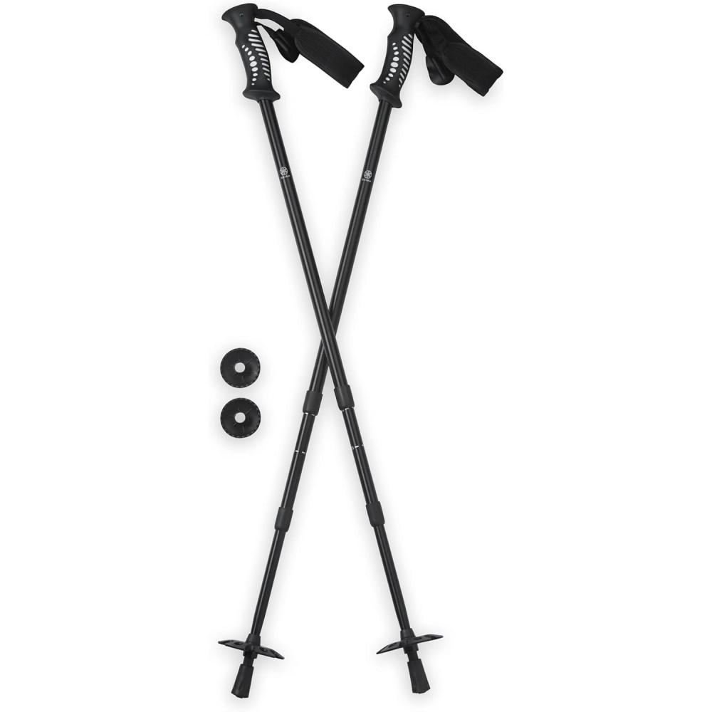 imageGaiam Trekking Poles Pair Black Lightweight 7075 Aluminum Hiking Support Walking Stick ComfortGrip Handles AllTerrain Baskets amp Styles Included Camping amp Hiking Essentials