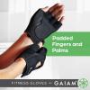 Gaiam Fitness Fingerless Gloves for Weight Training (Black/Black), Padded Palm, Breathable Mesh, Adjustable Velcro Fit & Comfort Grip for Weight Lifting, Workout Gloves for Men & Women(Small-Medium)