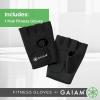Gaiam Fitness Fingerless Gloves for Weight Training (Black/Black), Padded Palm, Breathable Mesh, Adjustable Velcro Fit & Comfort Grip for Weight Lifting, Workout Gloves for Men & Women(Small-Medium)
