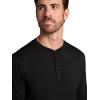 Gaiam Mens Bliss Balance Long Sleeve Henley, Standard Fit, Stretch Midweight Material(Black)
