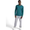 Gaiam Mens Commuter Long Sleeve Henley Shirt, Standard Fit, Stretch Midweight Material(Deep Teal Heather)