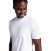Gaiam Mens Stretch Tech T-Shirt with Pocket, Standard Fit, Stretch Midweight Material(Stark White)