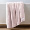 Gaiam Super Soft Velvetloft Warp Knit Blanket Twin Size, Plush Comfort Warm Blanket with Carved Texture, Tourmaline(Blush)