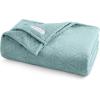 Gaiam Super Soft Velvetloft Warp Knit Blanket Twin Size, Plush Comfort Warm Blanket with Carved Texture, Tourmaline(Ocean)